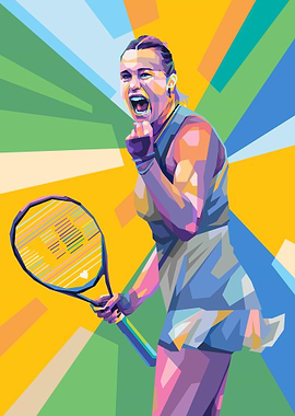 Aryna Sabalneka in pop art illustration