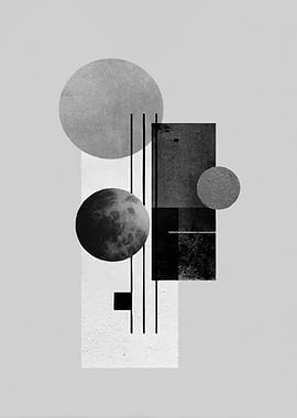 Abstract Geometric Composition in Grayscale