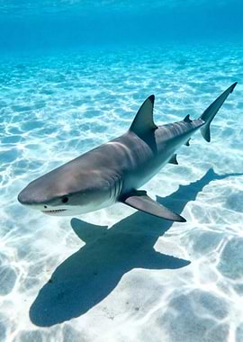 Shark in clear turquoise water