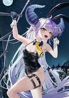 Anime Girl with Horns and Bunny Ears
