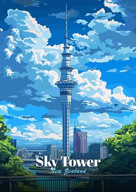 Sky Tower New Zealand Anime Style