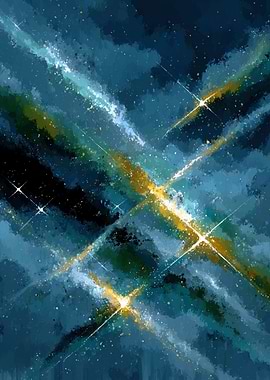 Abstract Starry Night Sky Painting