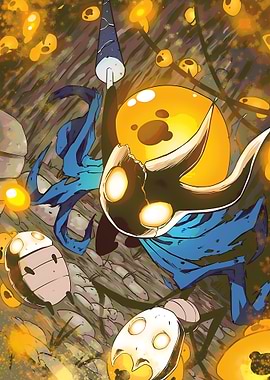 Hollow Knight in a Glowing Forest