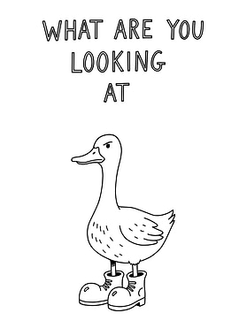 Duck in Boots Line Art
