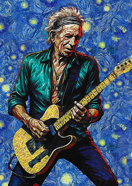 Keith Richards Starry Night Painting