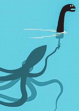 Loch Ness Monster and Octopus