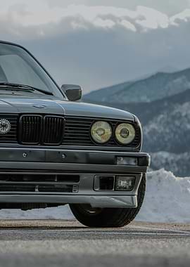 Gray BMW E30 Front View