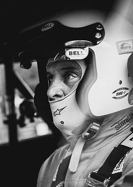 Focused Racer in Black and White