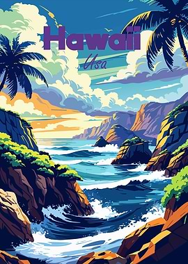 Hawaii USA Coastal Landscape Art