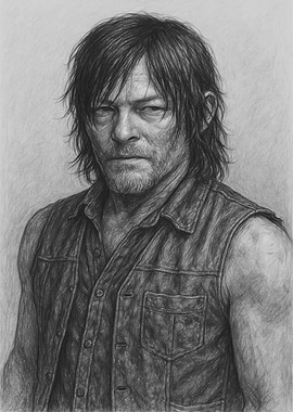 Daryl Dixon Portrait - The Walking Dead