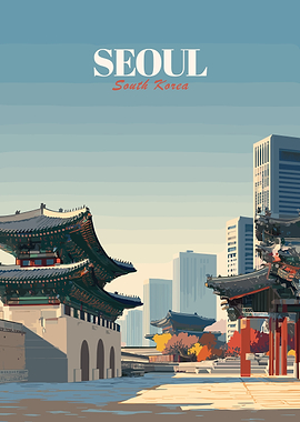 Seoul, South Korea Travel Poster