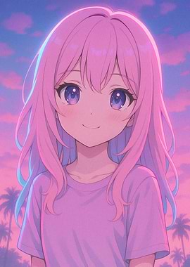 Anime Girl with Pink Hair