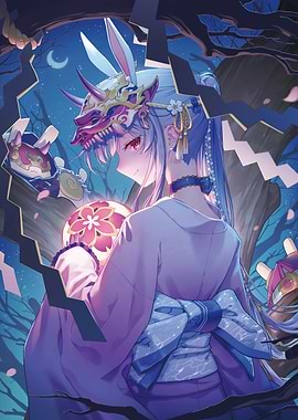 Anime Girl with Mask and Orb