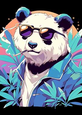 Cool Panda with Sunglasses and Cigarette