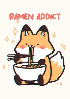 Ramen Addict Fox Illustration