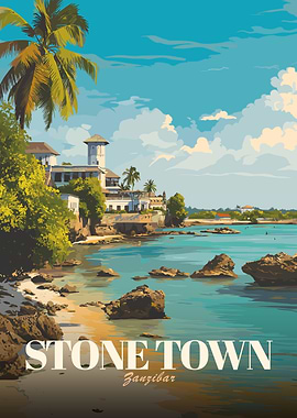 Stone Town Zanzibar Travel Poster