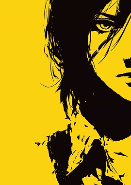 Anime Character Portrait in Black and Yellow