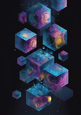 Abstract Cubes with Nebula Inside