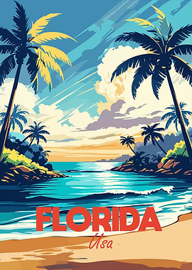 Florida Beach Travel Poster