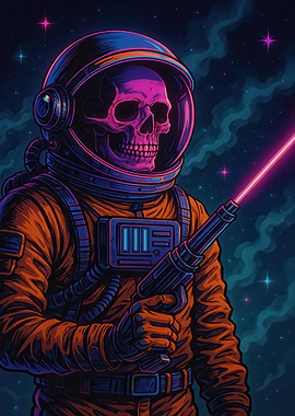 Astronaut Skeleton with Laser Gun
