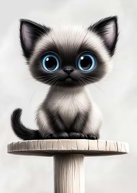 Cute Siamese Kitten with Big Eyes