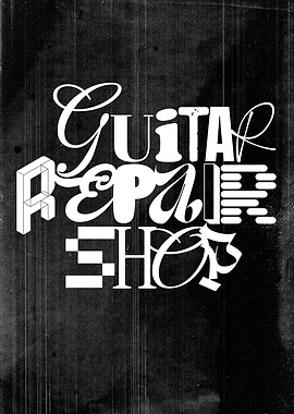 Guitar Repair Shop Typography Poster
