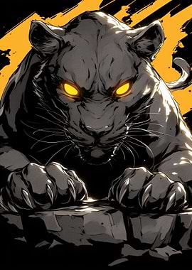 Black Panther with Glowing Eyes