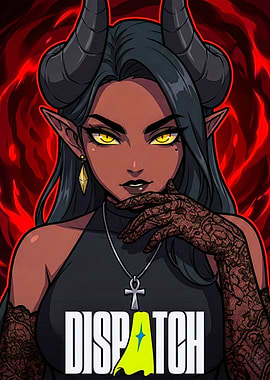 Demon Girl with Dispatch Logo