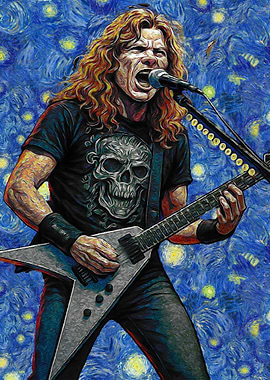 Musician in Starry Night Style