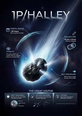 1P/Halley Comet Infographic
