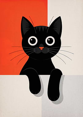 Cute Black Cat Illustration