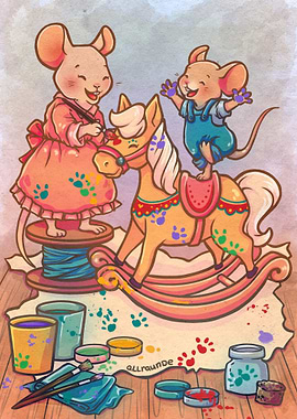 Mice Painting a Rocking Horse