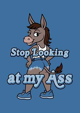 Funny Donkey Pun – “Stop Looking at My Ass” Cartoon Design