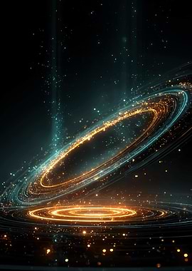 Abstract Glowing Rings on Dark Background