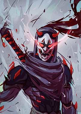 Demon Masked Warrior with Sword