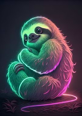 Neon Sloth Cuddle