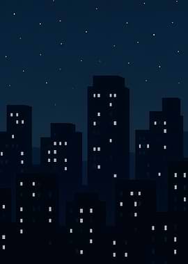 Night Cityscape with Stars