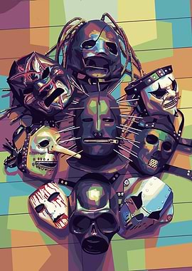 Slipknot Masks Colorful Pop Art