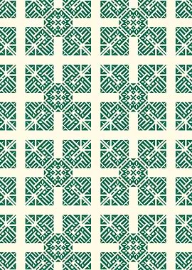 Green Cross Geometry on Beige Background