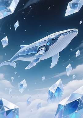 Crystal Whale in Cloudy Sky