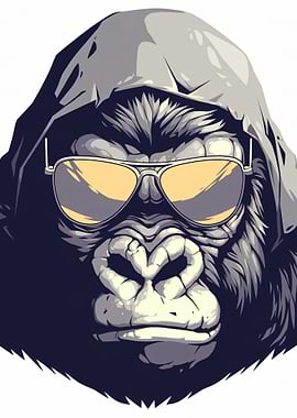 Cool Gorilla with Sunglasses and Hoodie