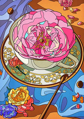 Floral Tea Cup Still Life