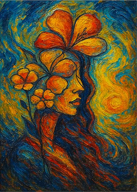 Floral Woman Abstract Painting