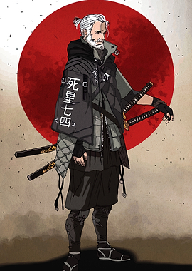 Cyberpunk Samurai Warrior with Katana