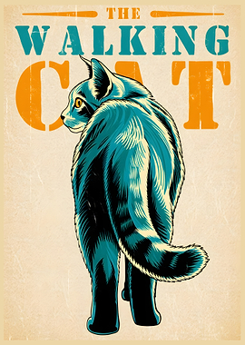 The Walking Cat Vintage Poster Art