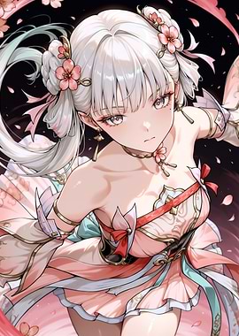 Anime Girl with Cherry Blossoms