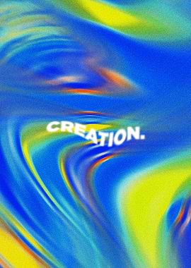CREATION - Electric Blue & Yellow Swirl Art | Creative Energy Mental Health Poster