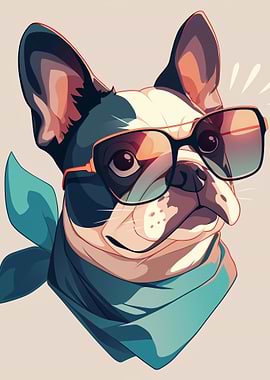 Cool Dog with Sunglasses and Bandana