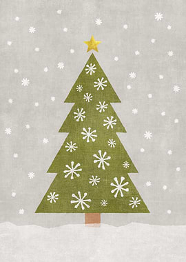 Minimalist Christmas Tree with Snowflake Ornaments