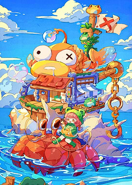 Fantasy Island with Crab and Girl